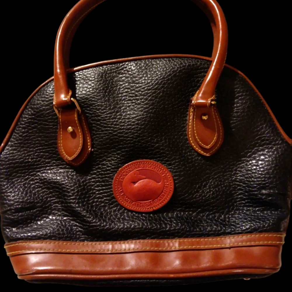 Vintage Dooney & Bourke Norfolk All Weather Leather Satchel / Handbag Black EUC - Picture 1 of 8